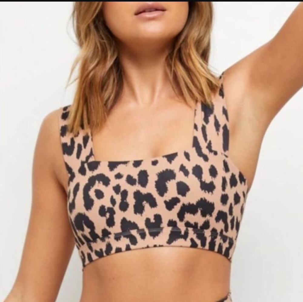 All Fenix Leo Leopard Sports Bra Womens M Bandeau Medium Support Athleisure